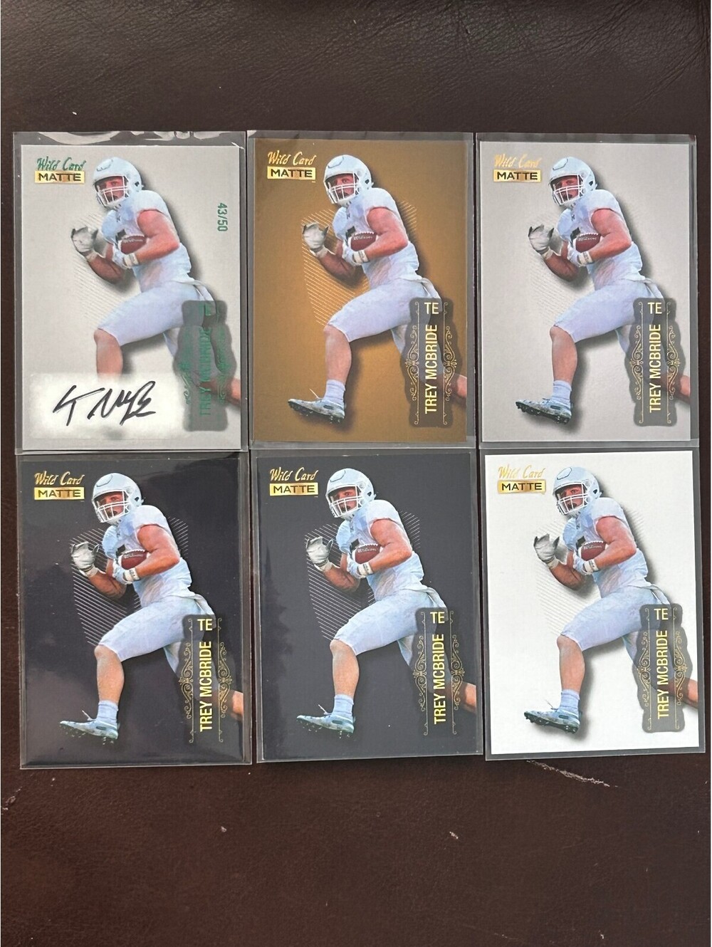 2022 NFL TE TREY MCBRIDE WILD CARD AUTO # /50 GREEN FOIL PARALLEL RC + 5 RC LOT